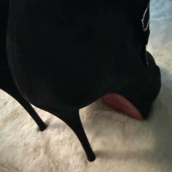 Christian Louboutin Black Heeled Boots with Rhinestone Accents - Picture 3 of 8